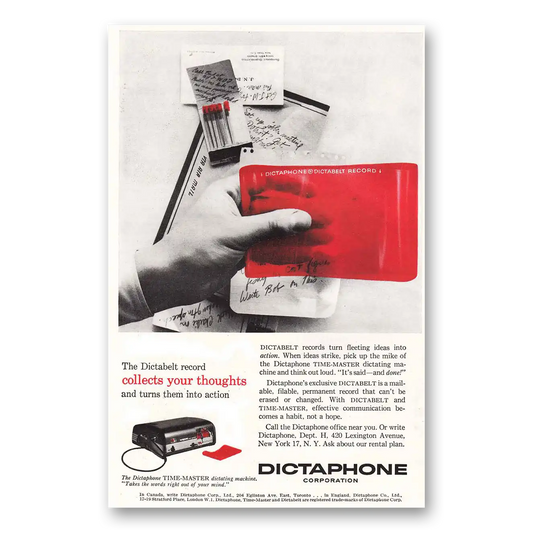 1956 Dictaphone Collects Your Thoughts Vintage Magazine Print Ad