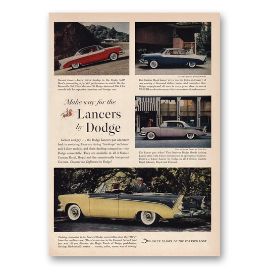 1956 Dodge Lancer Gallant and Gay Vintage Magazine Print Ad