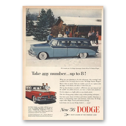 1956 Dodge Sierra Station Wagon Take Any Number Up to 8 Vintage Magazine Print Ad