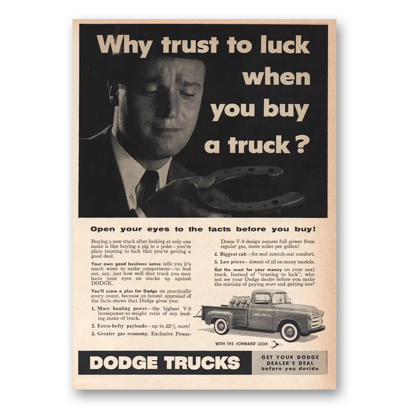 1956 Dodge Trucks Why Trust To Luck Vintage Magazine Print Ad