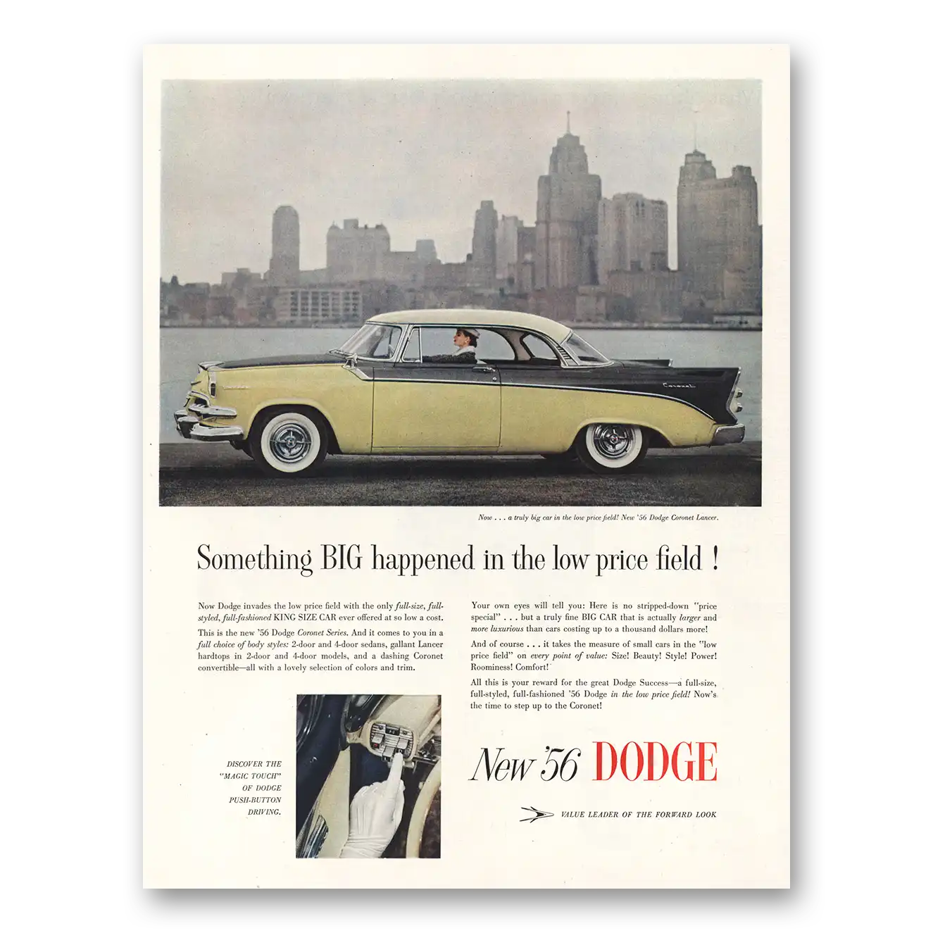 1956 Dodge Coronet Lancer Something Big Happened Vintage Magazine Print Ad