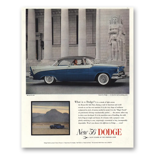 1956 Dodge Lancer Salt Flats Streak of Light Vintage Magazine Print Ad