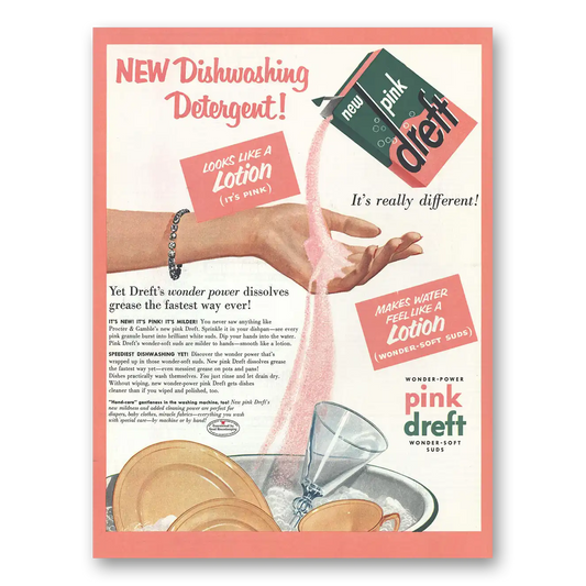 1956 Dreft Dishwashing Soap Looks Like a Lotion Vintage Magazine Print Ad