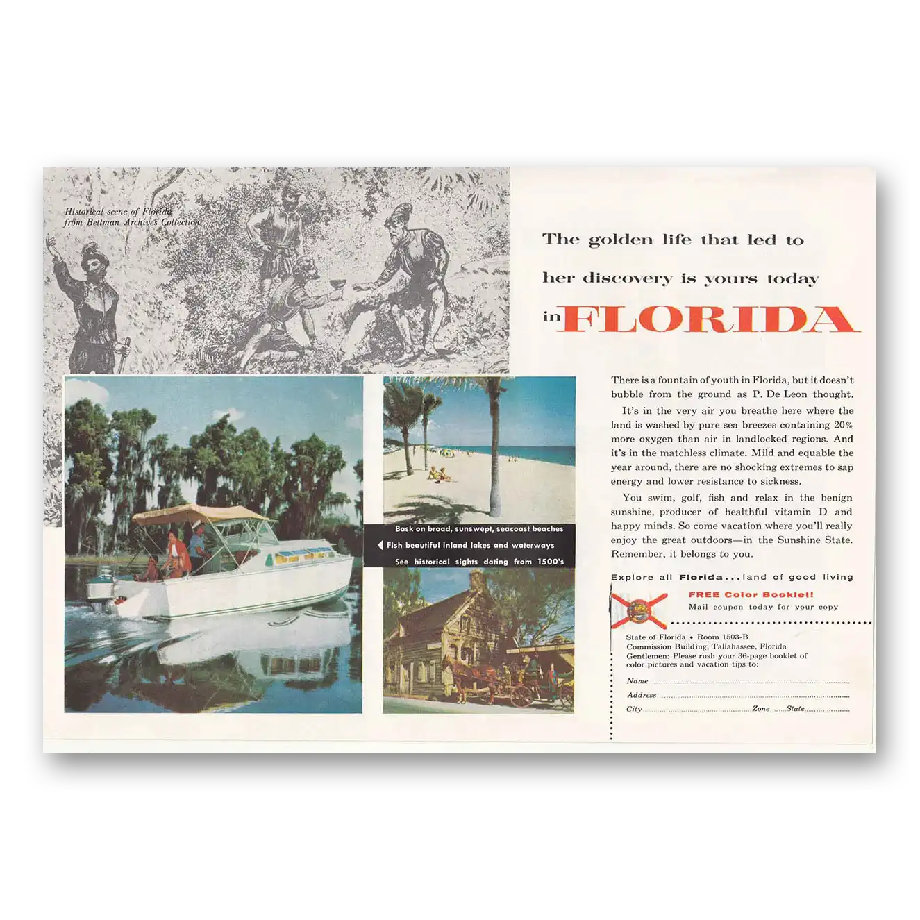 1956 Florida Golden Life That Led To Her Discovery Vintage Magazine Print Ad