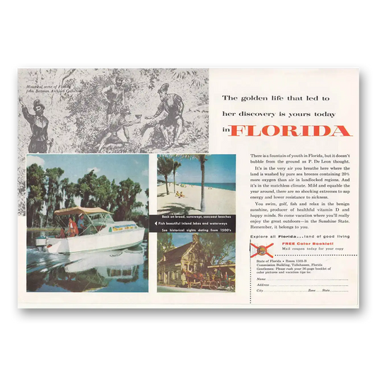 1956 Florida Golden Life That Led To Her Discovery Vintage Magazine Print Ad