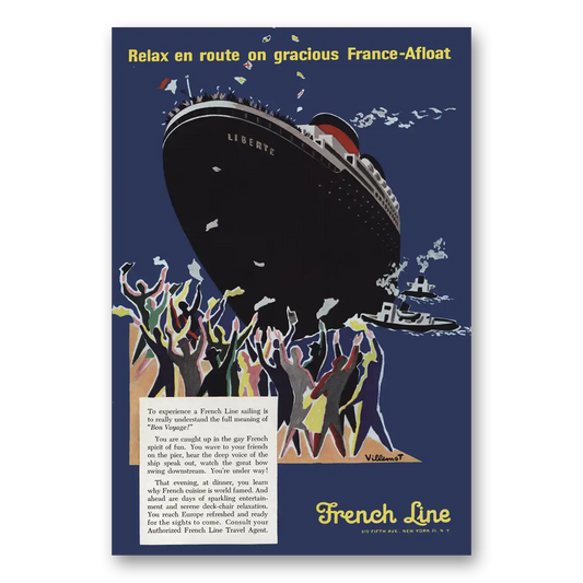 1956 French Line Understand the Full Meaning of Bon Voyage Vintage Magazine Print Ad