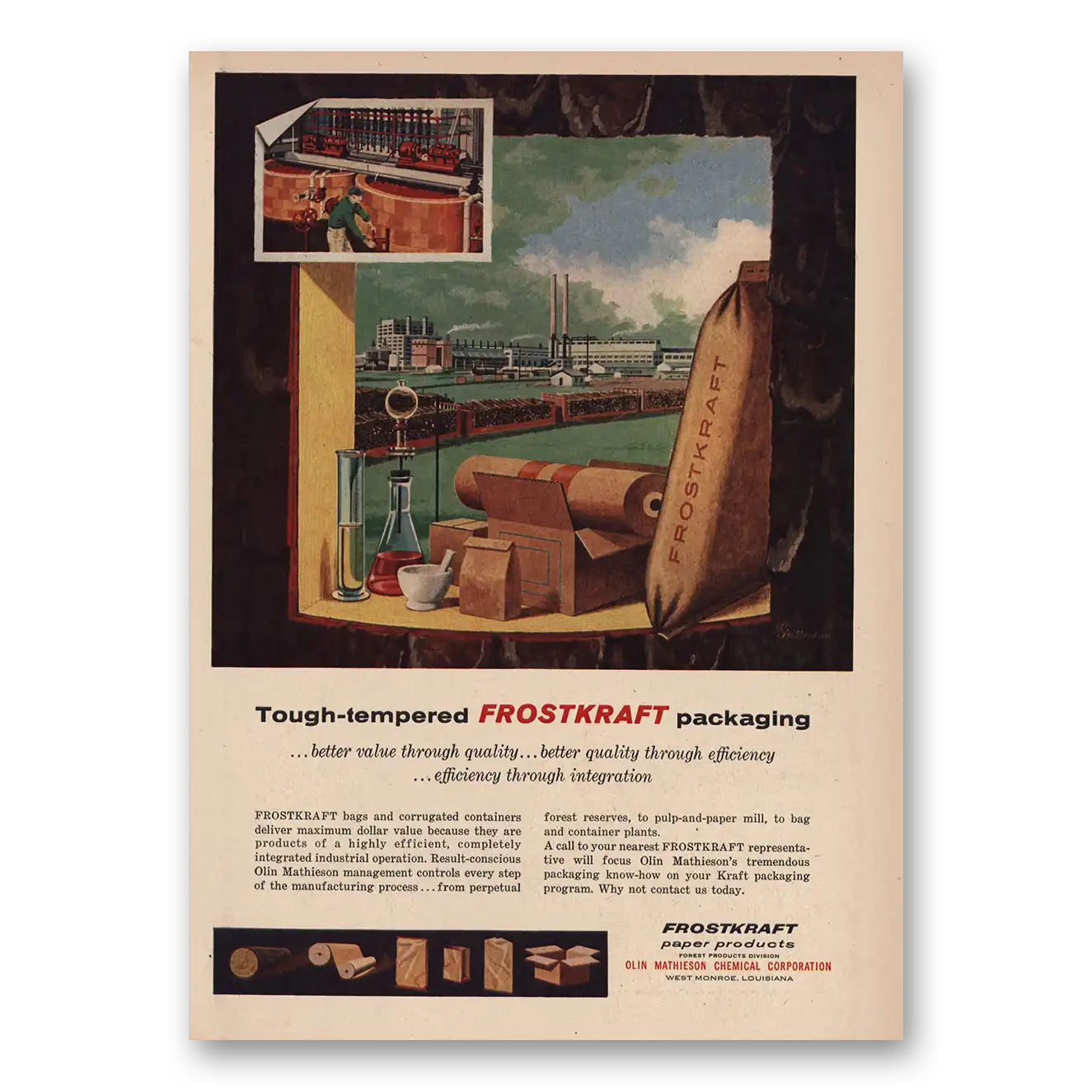 1956 Frostkraft Tough Tempered Packaging Vintage Magazine Print Ad