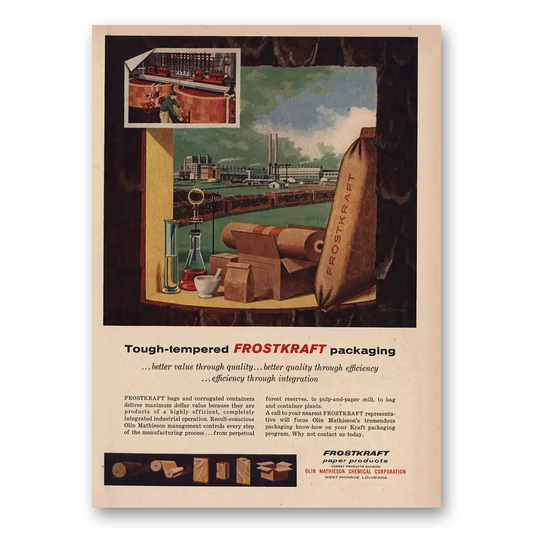 1956 Frostkraft Tough Tempered Packaging Vintage Magazine Print Ad