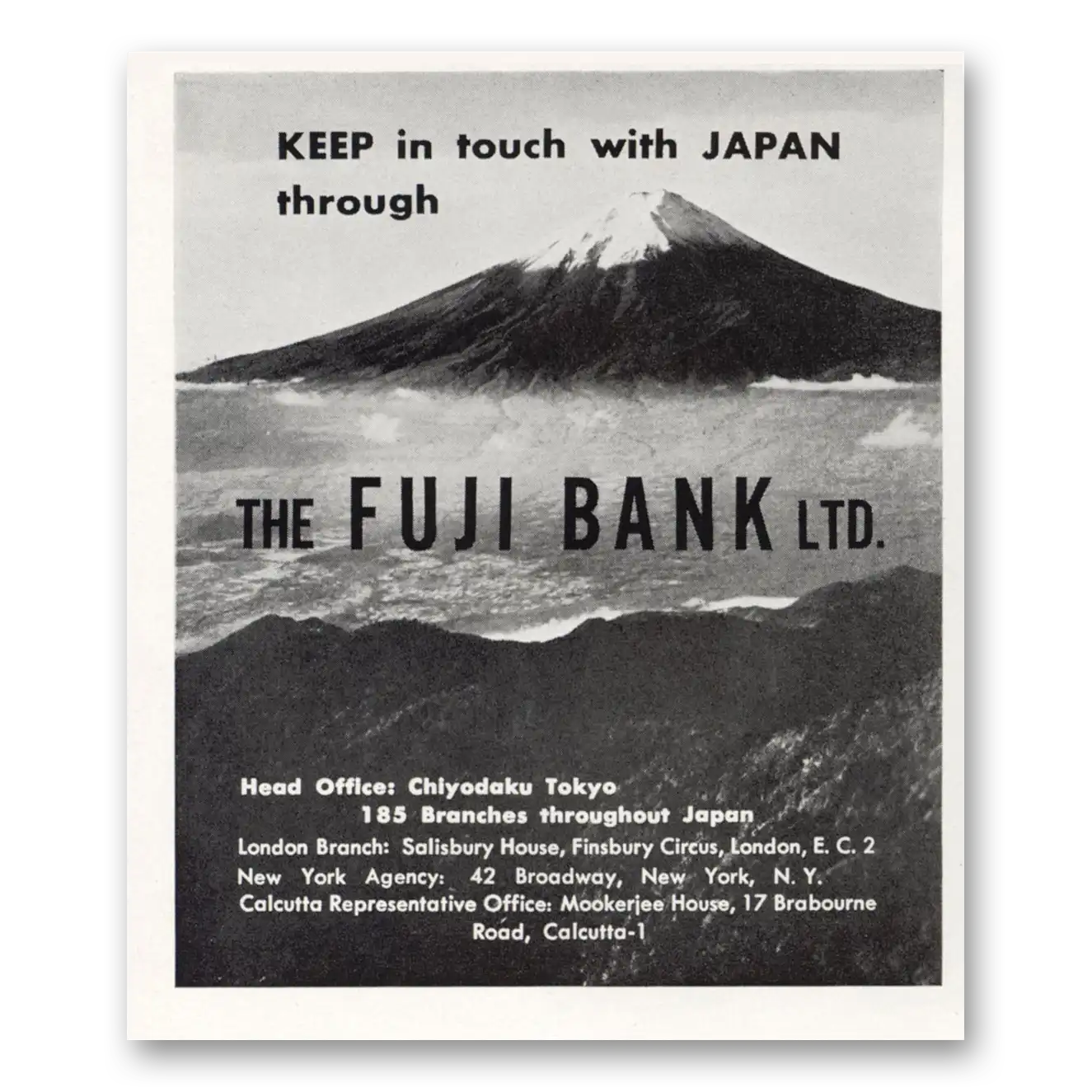 1956 Fuji Bank Keep In Touch with Japan Vintage Magazine Print Ad