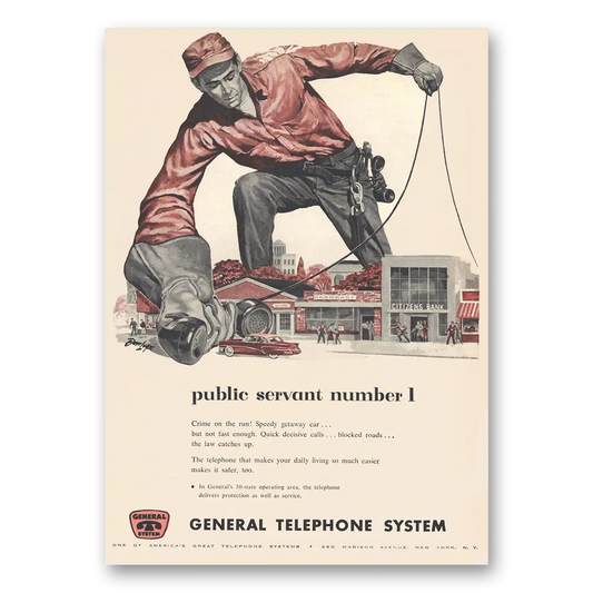 1956 General Telephone GTE Public Servant Number 1 Vintage Magazine Print Ad