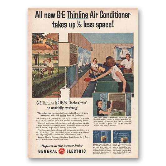 1956 General Electric Air Conditioner Thinline Air Conditioner Vintage Magazine Print Ad