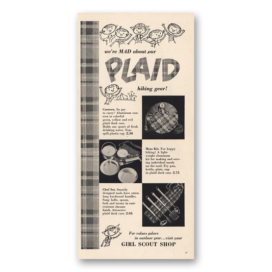 1956 Girl Scout Shop Mad About Our Plaid Vintage Magazine Print Ad