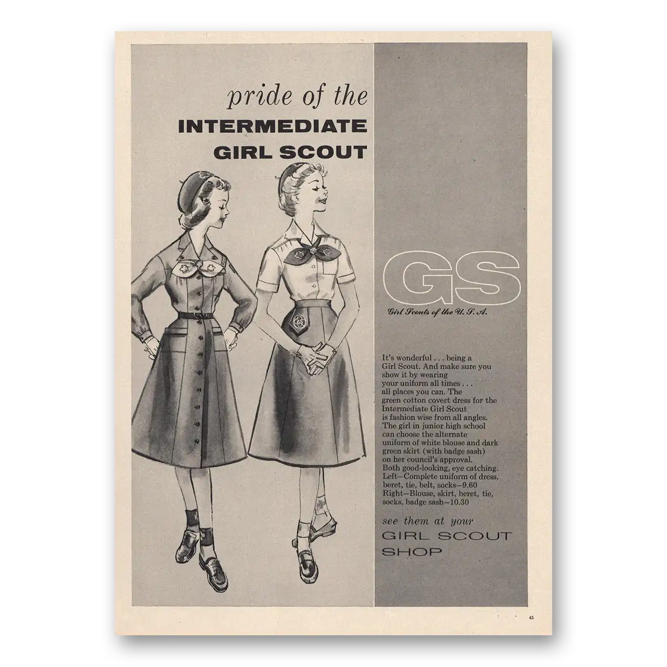 1956 Girl Scout Shop Pride of Intermediate Vintage Magazine Print Ad