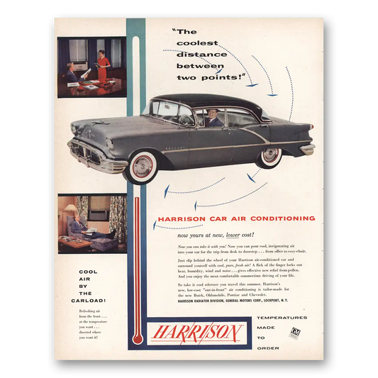 1956 GM Harrison Coolest Distance Between Two Points Vintage Magazine Print Ad