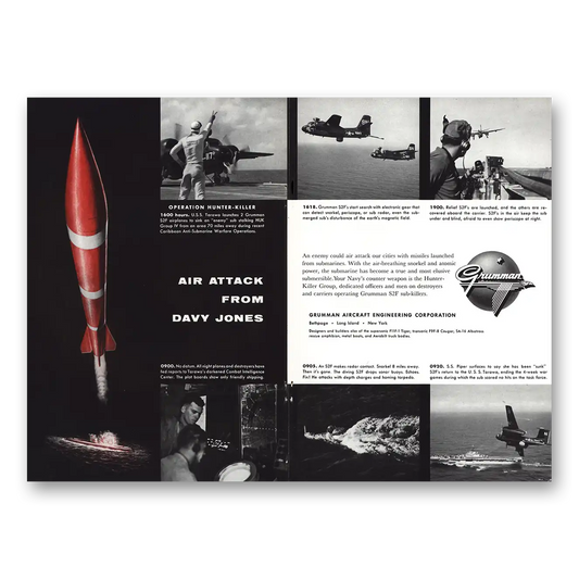 1956 Grumman Air Attack From Davy Jones Vintage Magazine Print Ad