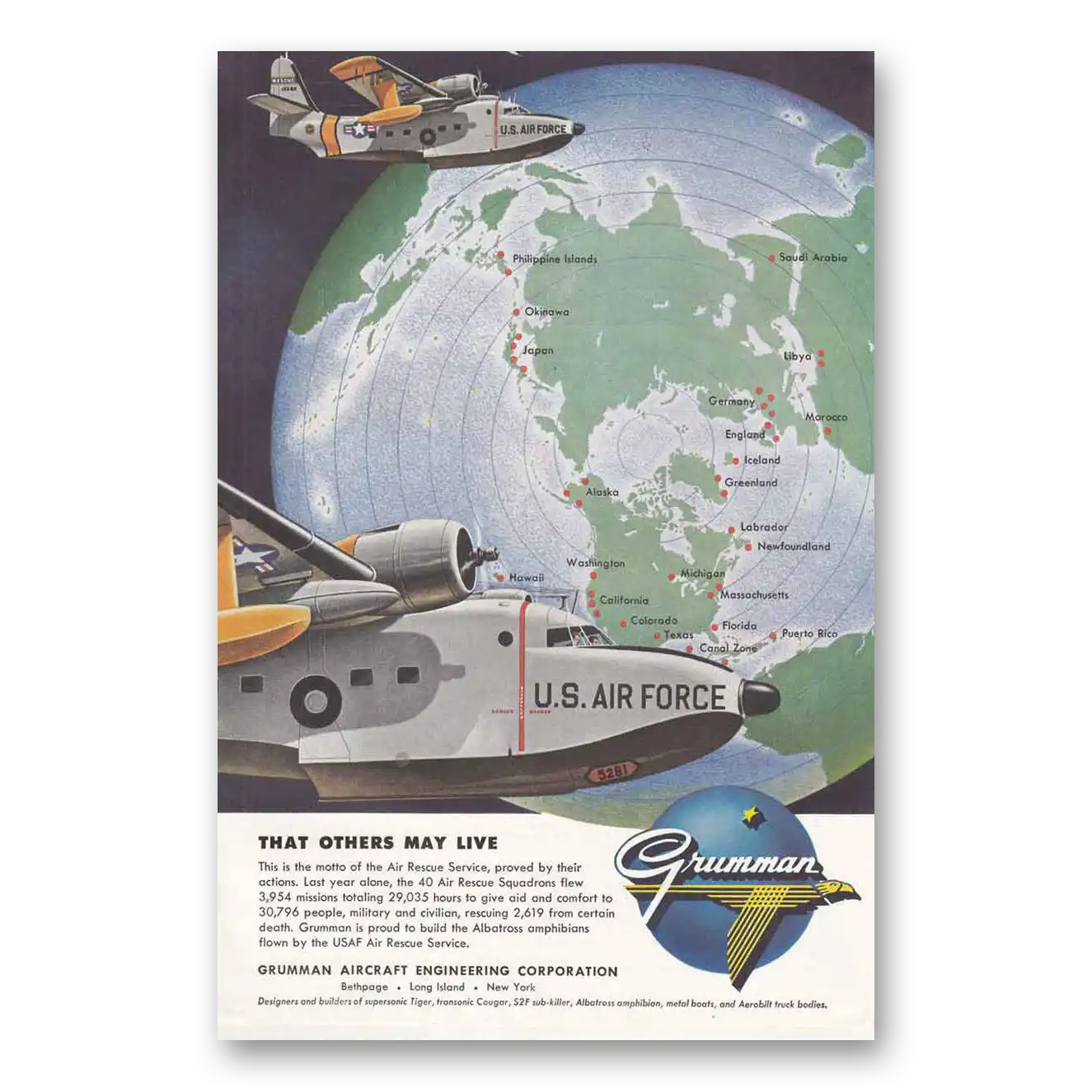 1956 Grumman Air Force Others May Live Vintage Magazine Print Ad