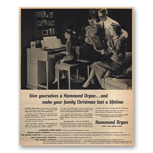 1956 Hammond Organ Family Christmas Last Lifetime Vintage Magazine Print Ad