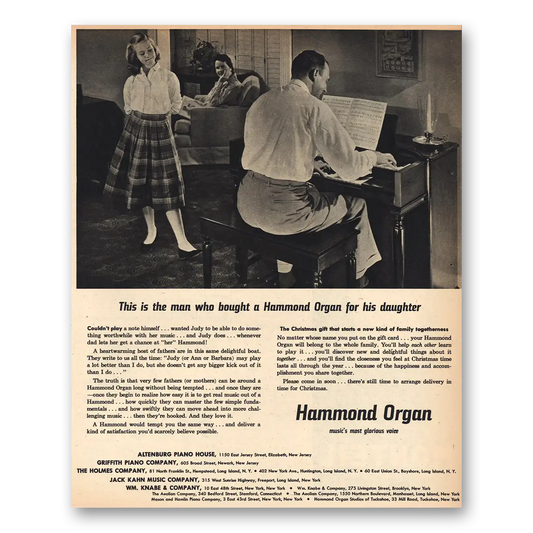 1956 Hammond Organ Man Who Bought Hammond Organ for His Daughter Vintage Magazine Print Ad