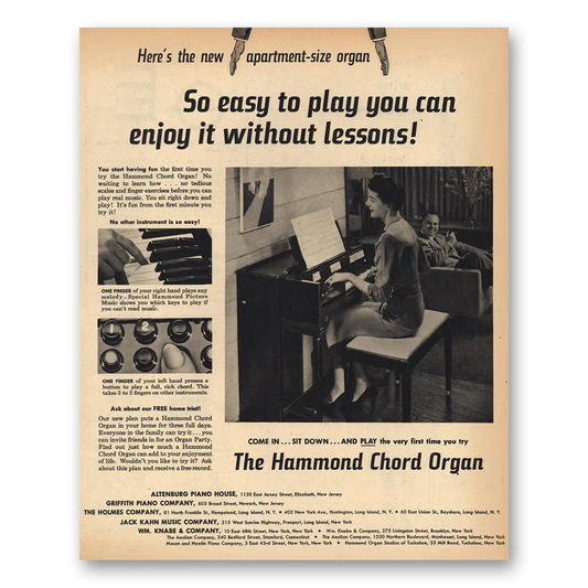 1956 Hammond Organ So Easy to Play Vintage Magazine Print Ad