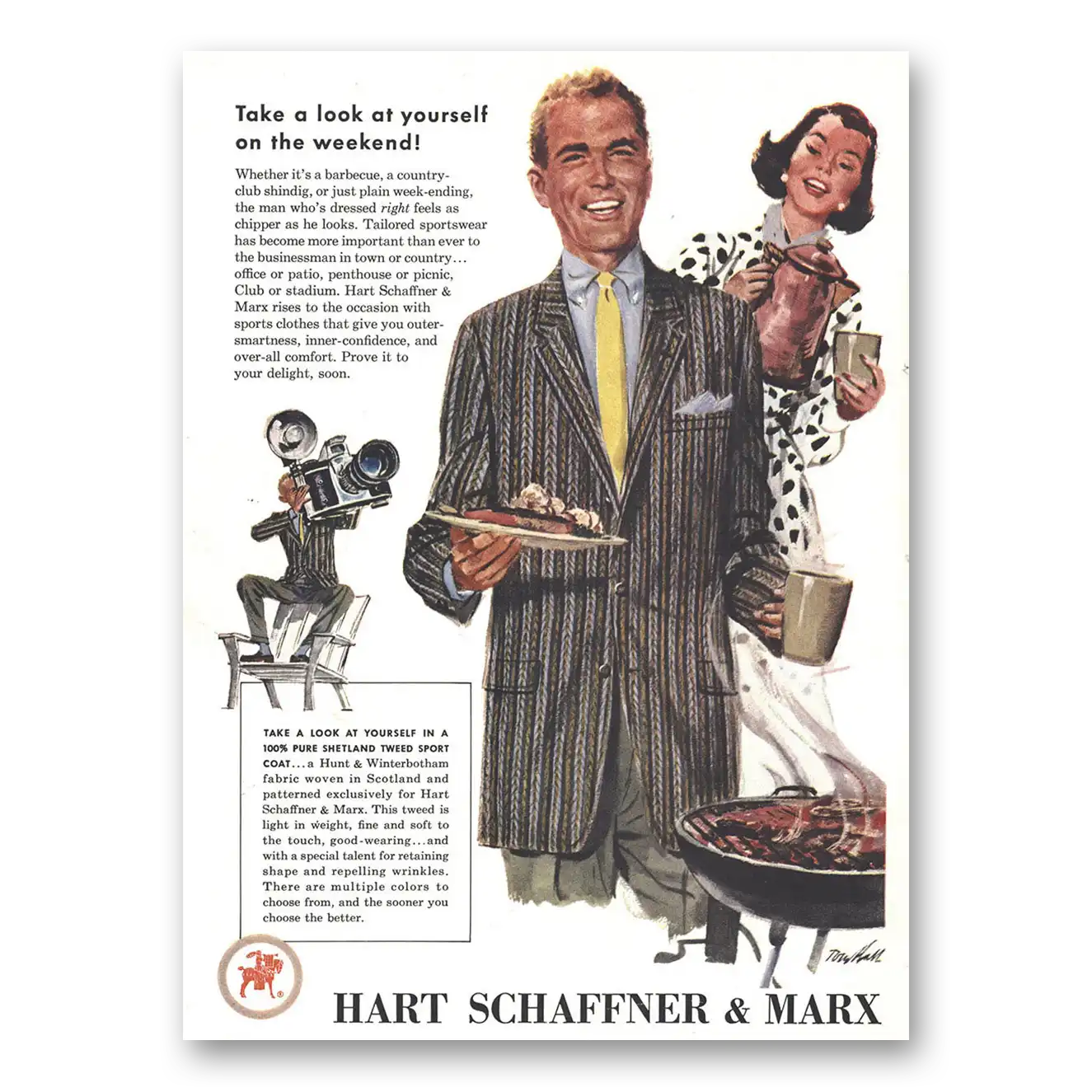 1956 Hart Schaffner Marx Take Look at Yourself Vintage Magazine Print Ad