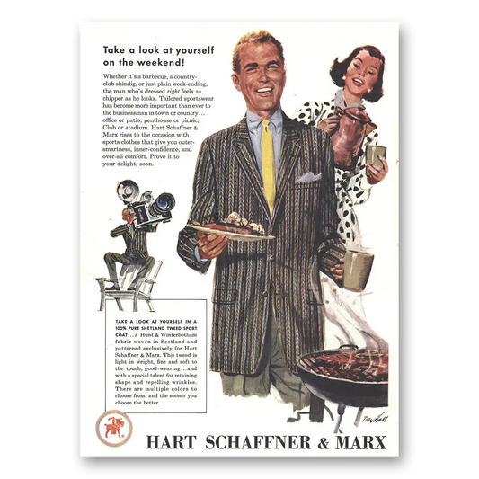 1956 Hart Schaffner Marx Take Look at Yourself Vintage Magazine Print Ad