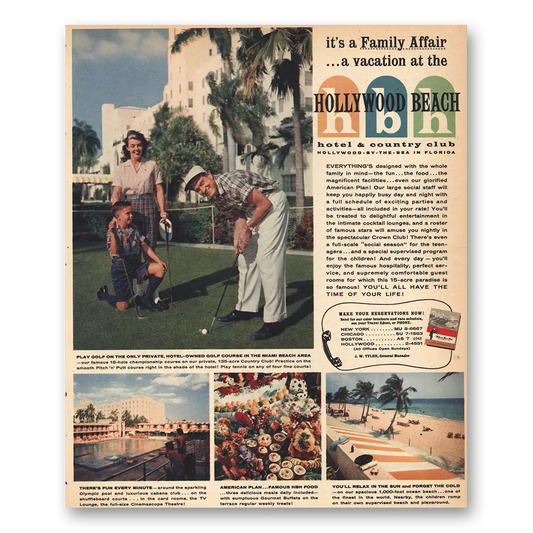 1956 Hollywood Beach Hotel Family Affair Vintage Magazine Print Ad