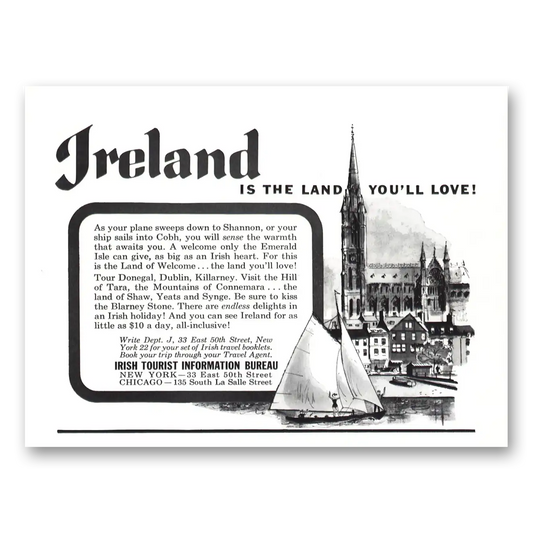 1956 Ireland Land Love Vintage Magazine Print Ad