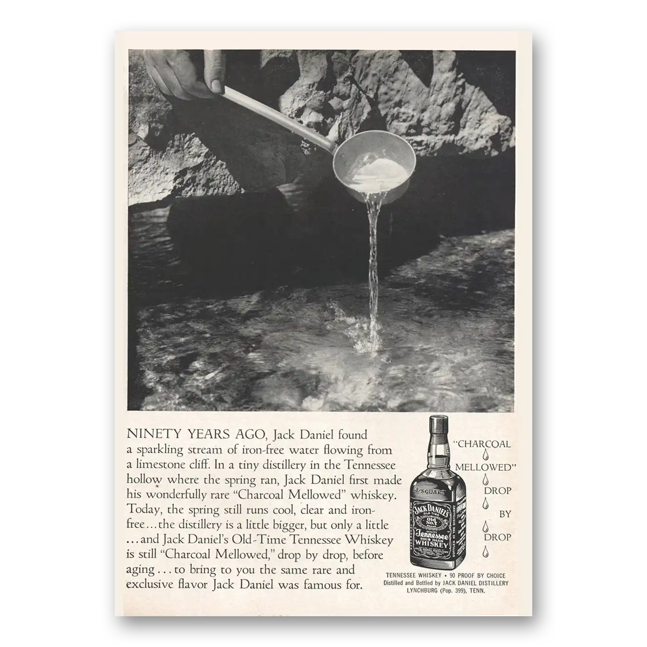 1956 Jack Daniels Ninety Years Ago Vintage Magazine Print Ad