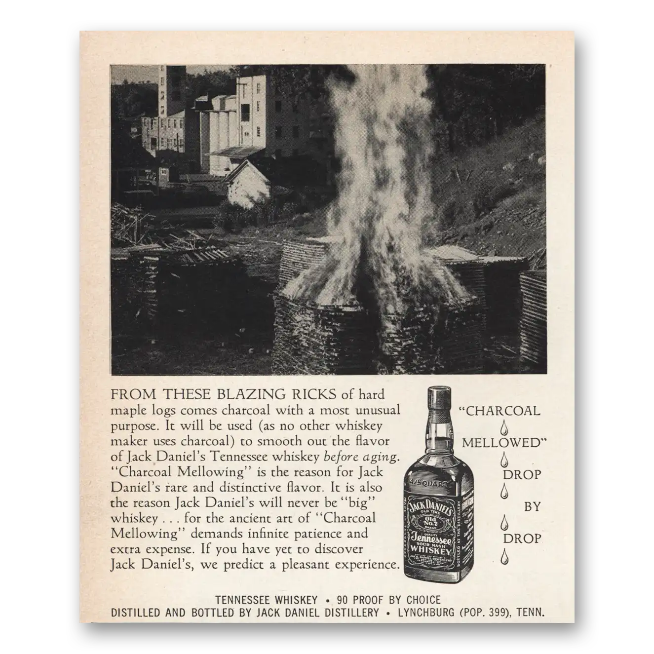 1956 Jack Daniels From These Blazing Ricks Vintage Magazine Print Ad