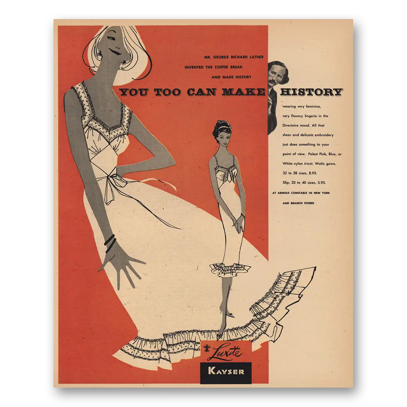 1956 Kayser Hosiery George Richard Lather Vintage Magazine Print Ad