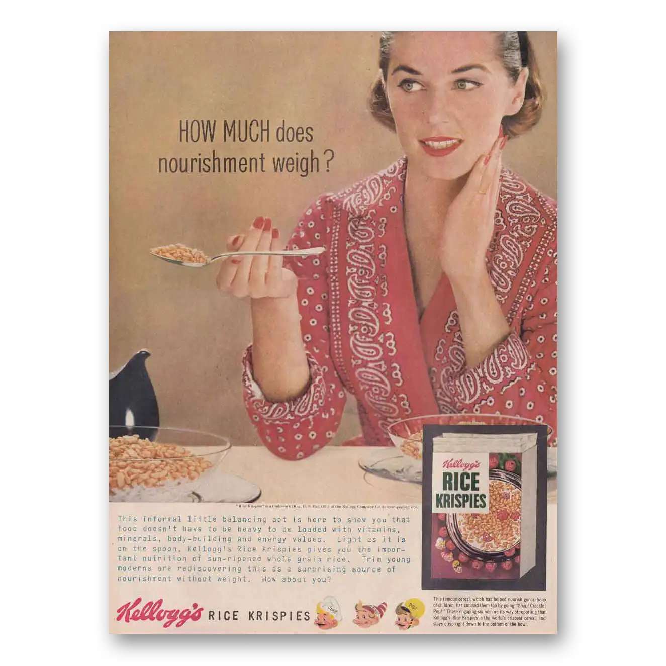 1956 Rice Krispies Cereal How Much Does Nour Vintage Magazine Print Ad