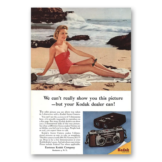 1956 Kodak Stereo Camera We Can't Really Show You This Picture Vintage Magazine Print Ad