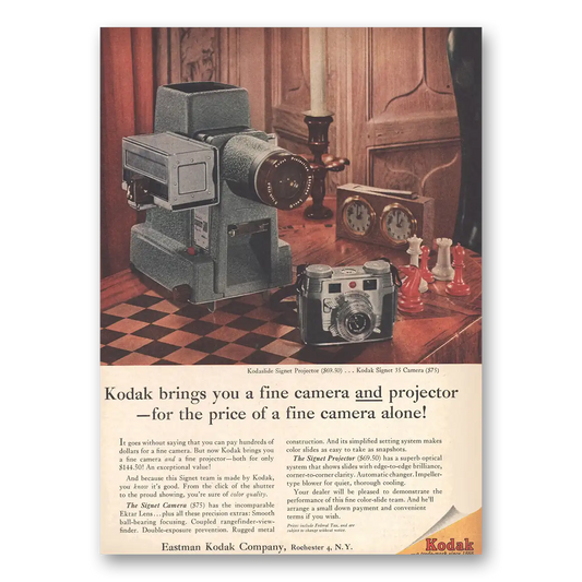 1956 Kodak Movie Camera Fine Camera and Projector Vintage Magazine Print Ad