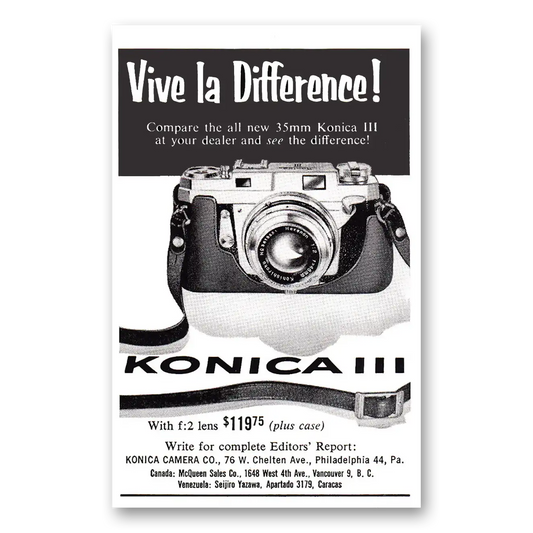 1956 Konica Camera Vive la Difference Vintage Magazine Print Ad