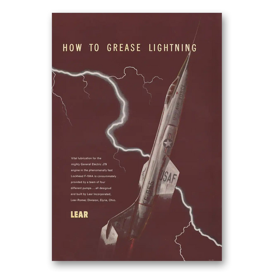 1956 Lear How to Grease Lightning Vintage Magazine Print Ad