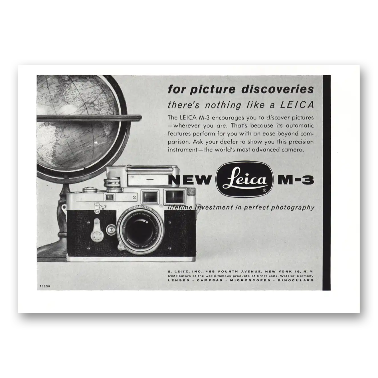 1956 Leica Cameras For Picture Discoveries Vintage Magazine Print Ad