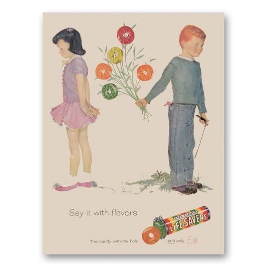 1956 Life Savers Say It With Flowers Vintage Magazine Print Ad