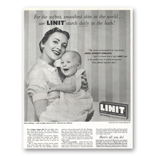 1956 Linit Laundry Starch Anne Jeffreys Sterling Vintage Magazine Print Ad