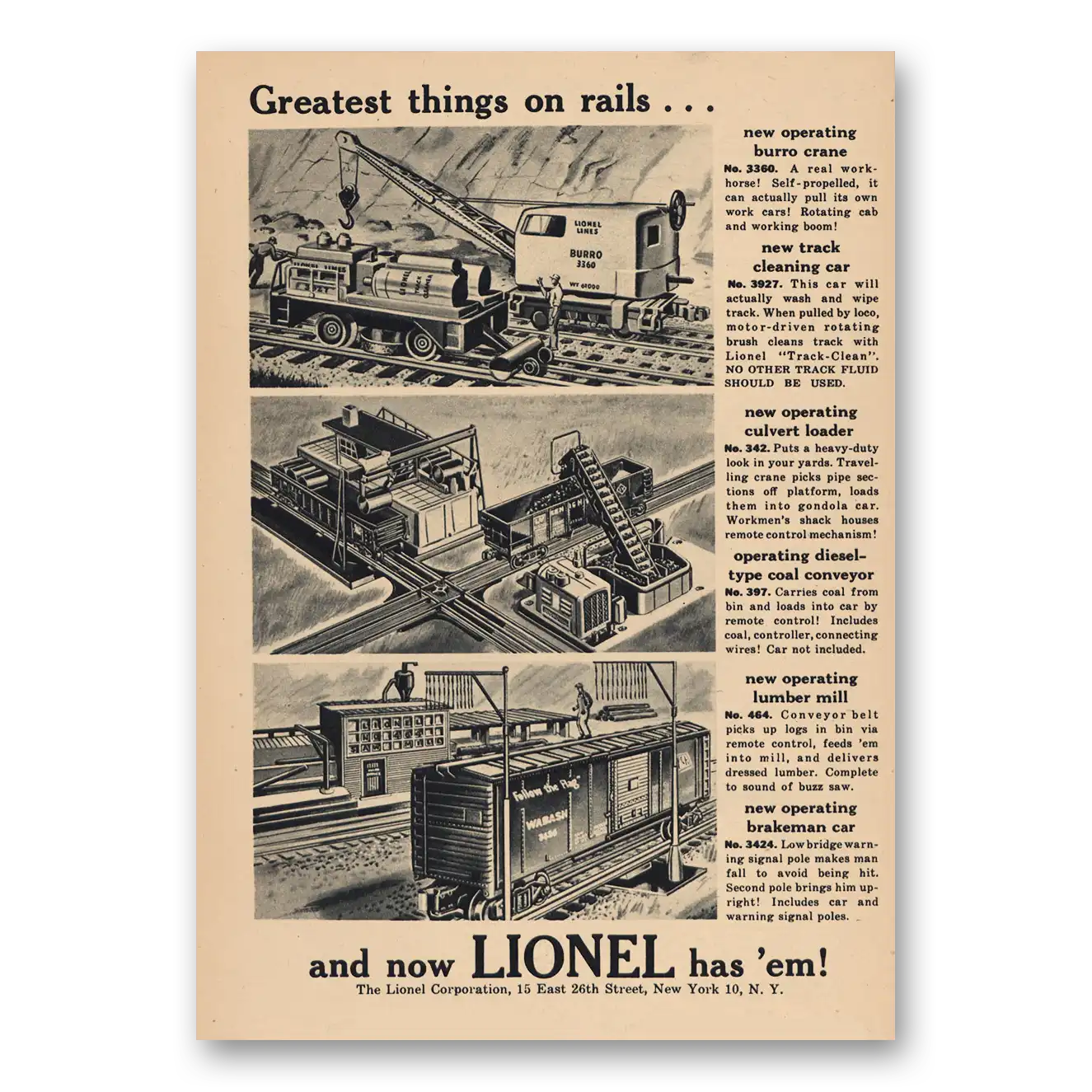 1956 Lionel Trains Greatest Things On Rails Vintage Magazine Print Ad