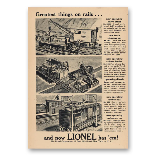 1956 Lionel Trains Greatest Things On Rails Vintage Magazine Print Ad