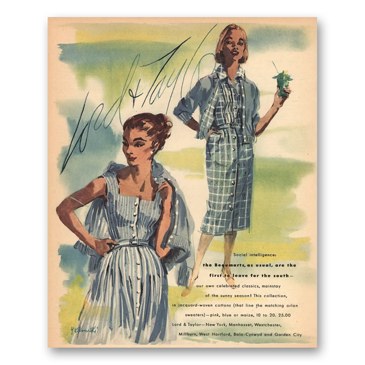 1956 Lord & Taylor Beaumarts Vintage Magazine Print Ad