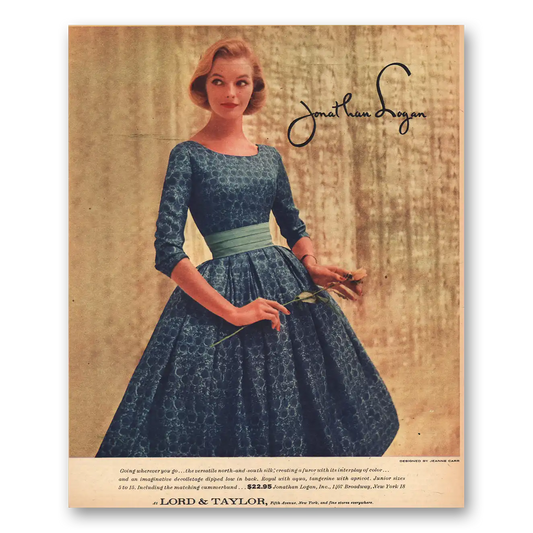 1956 Lord & Taylor Jonathan Logan Dress Vintage Magazine Print Ad