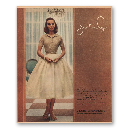 1956 Lord & Taylor Jonathan Logan Filmy Silk Vintage Magazine Print Ad