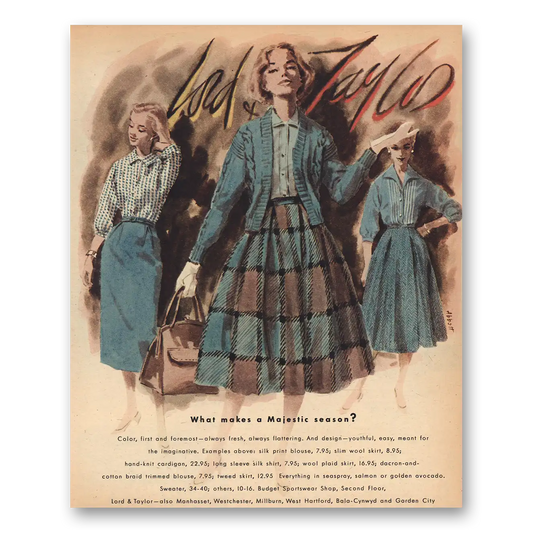 1956 Lord & Taylor Majestic Season Vintage Magazine Print Ad