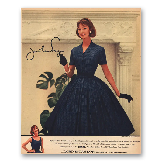 1956 Lord & Taylor Jonathan Logan Day Into Dark Vintage Magazine Print Ad