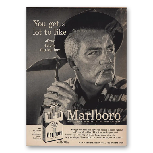 1956 Marlboro Cigarettes You Get a Lot to Like Vintage Magazine Print Ad