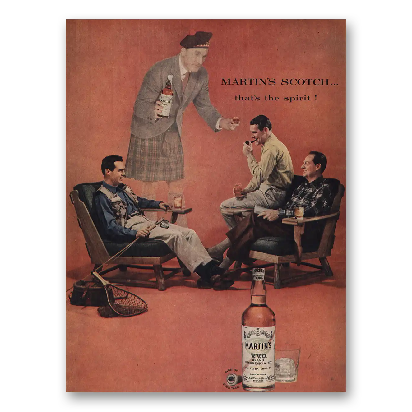 1956 Martins Whisky Thats the Spirit Vintage Magazine Print Ad