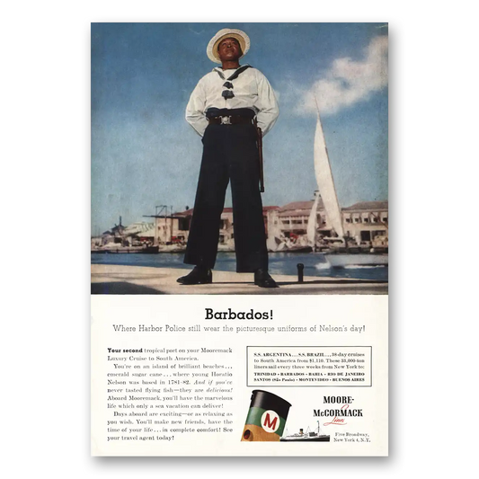 1956 Moore McCormack Lines Barbados Vintage Magazine Print Ad