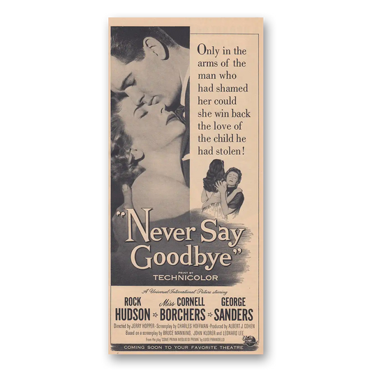 1956 Never Say Goodbye Movie Promo Rock Hudson Vintage Magazine Print Ad