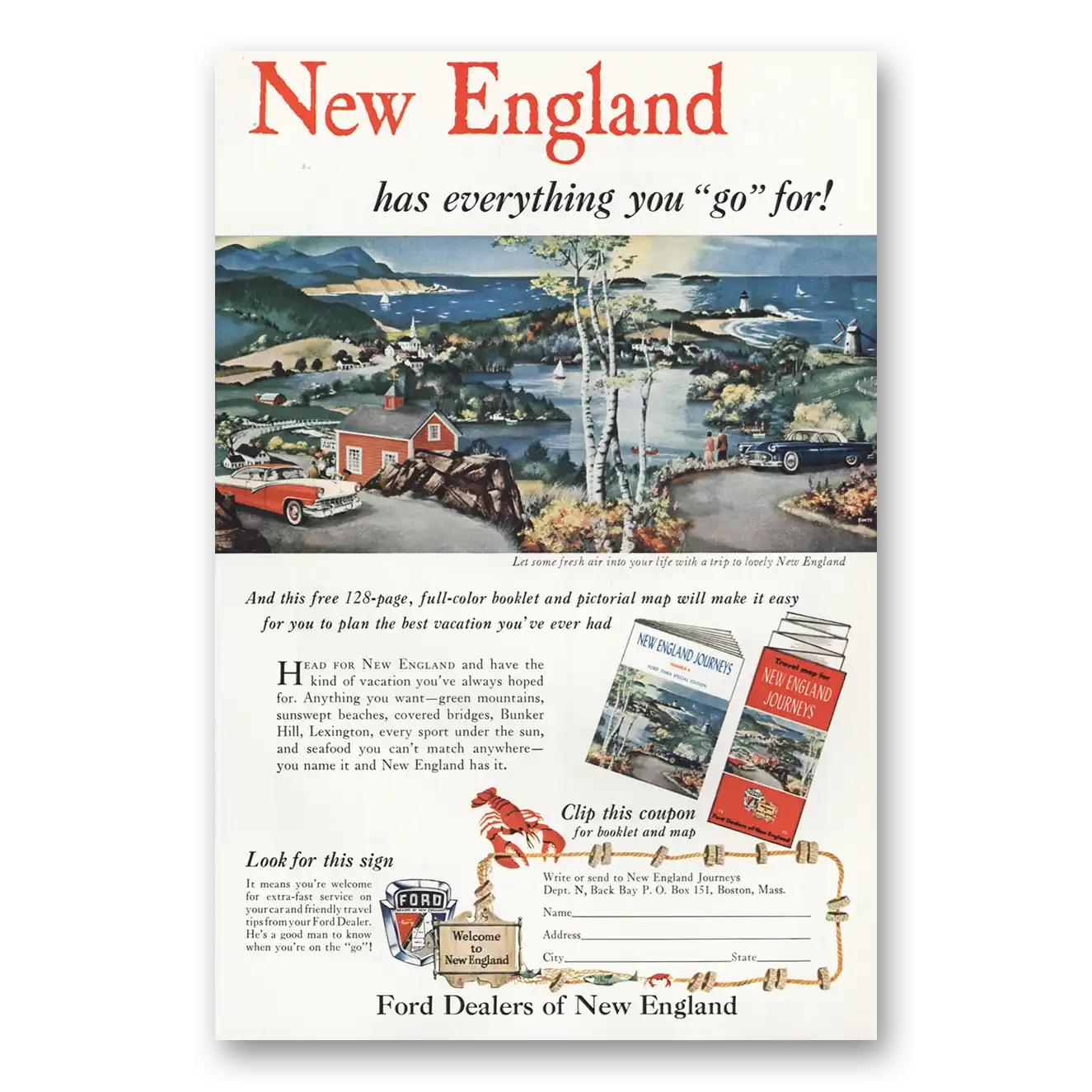 1956 Ford New England Has Everything You Go For Vintage Magazine Print Ad